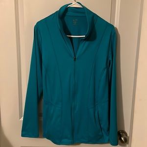 Teal lightweight zippered jacket with pockets